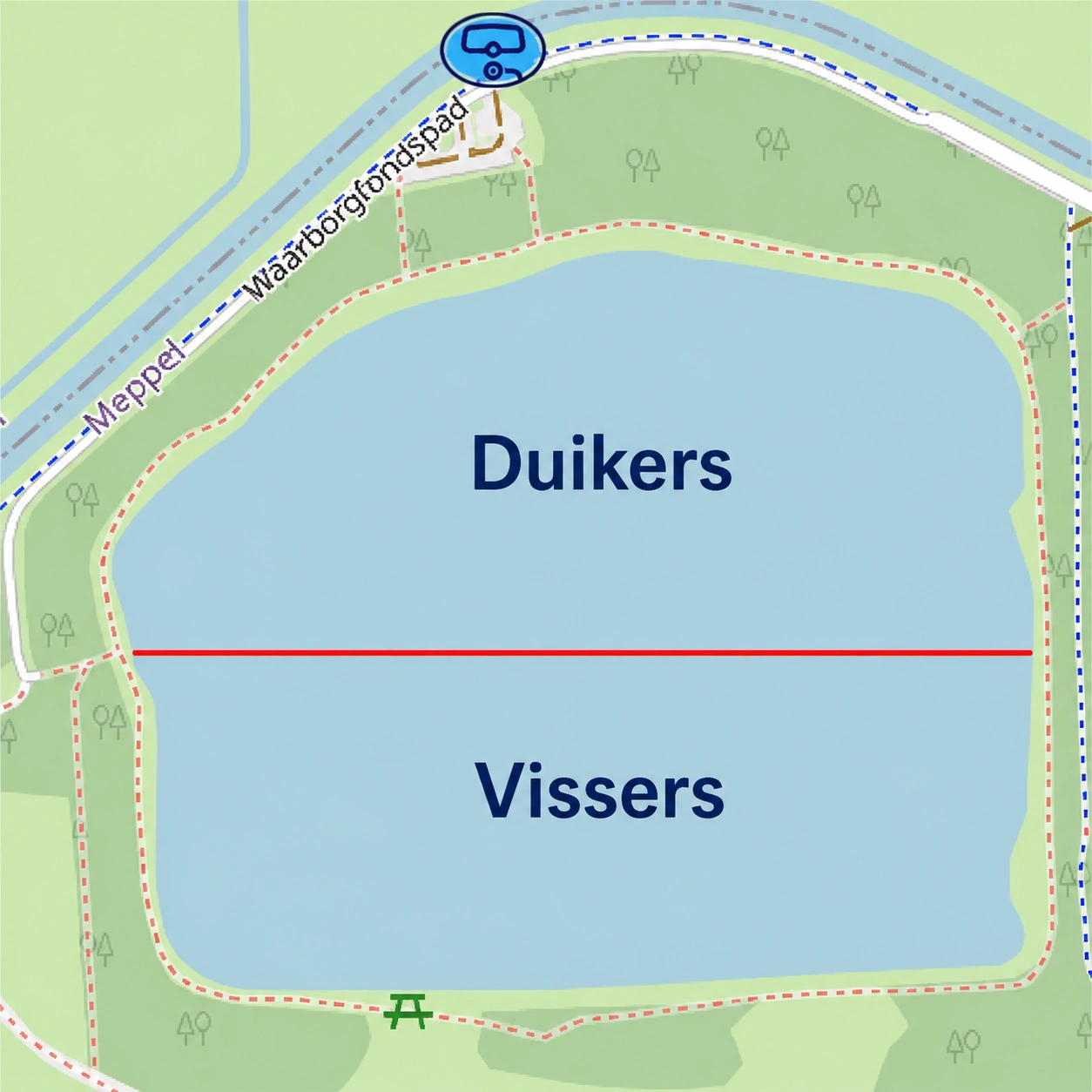Engelgaarde kaart onderverdeling plas